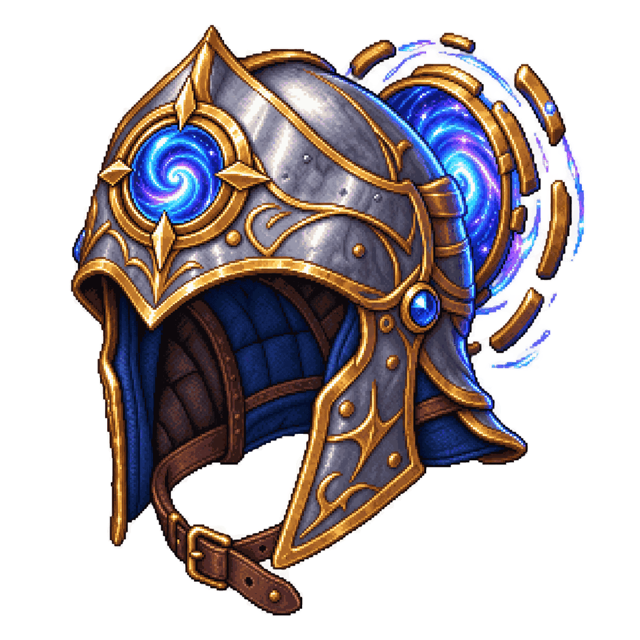 Ilustración estática en pixel art de alta resolución de Yelmo de teletransporte.