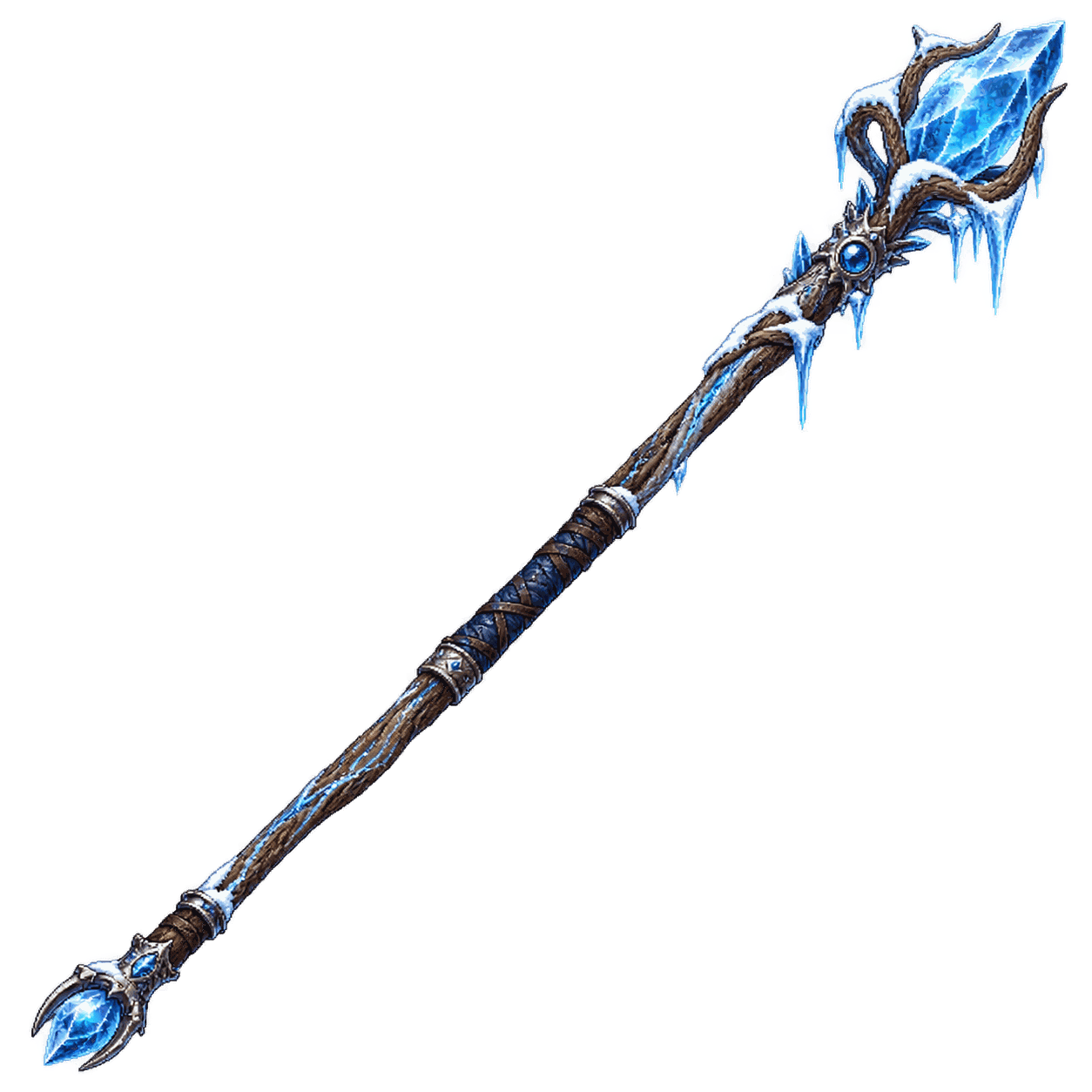 Static high-resolution pixel-art illustration of Staff of Frost.