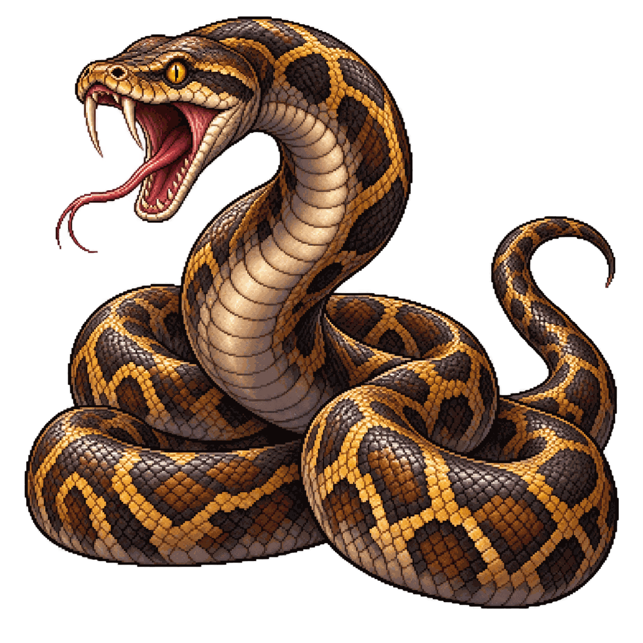 Retrato estático en pixel art de alta resolución de Serpiente constrictora.