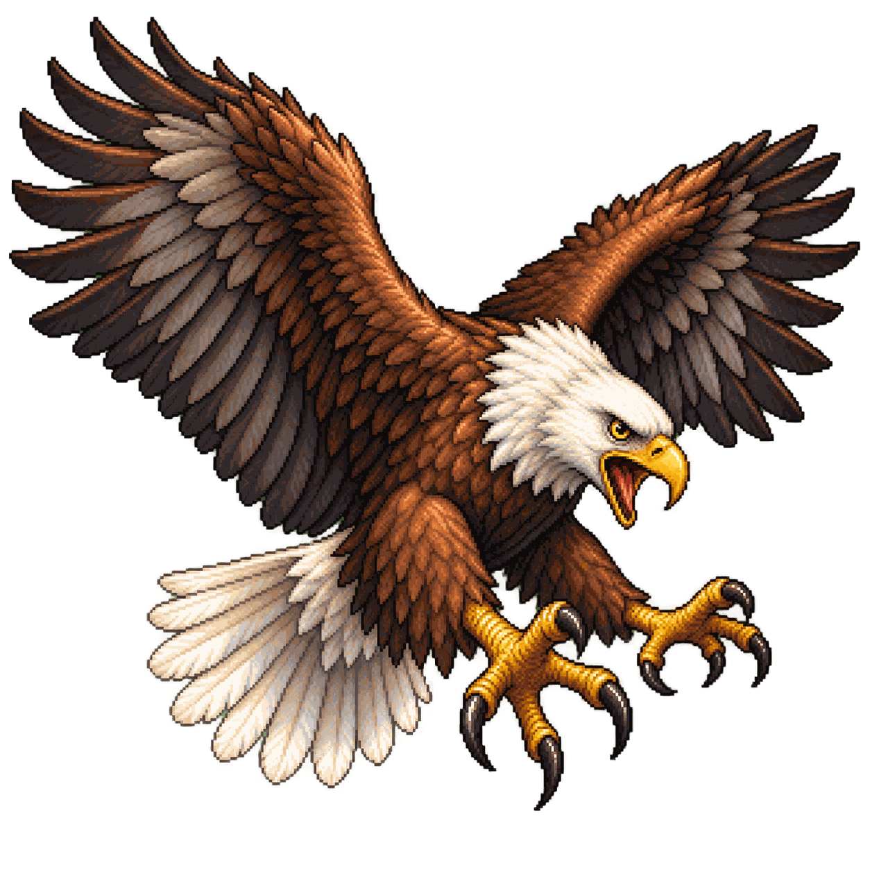 Retrato estático en pixel art de alta resolución de Águila.