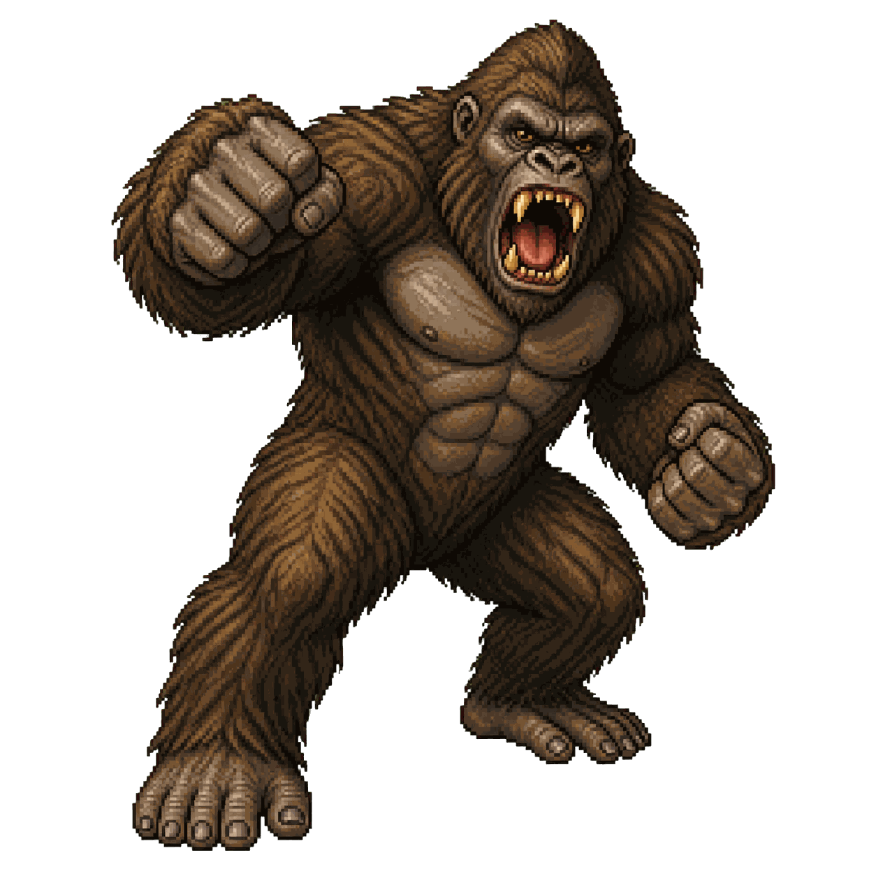 Retrato estático en pixel art de alta resolución de Simio gigante.