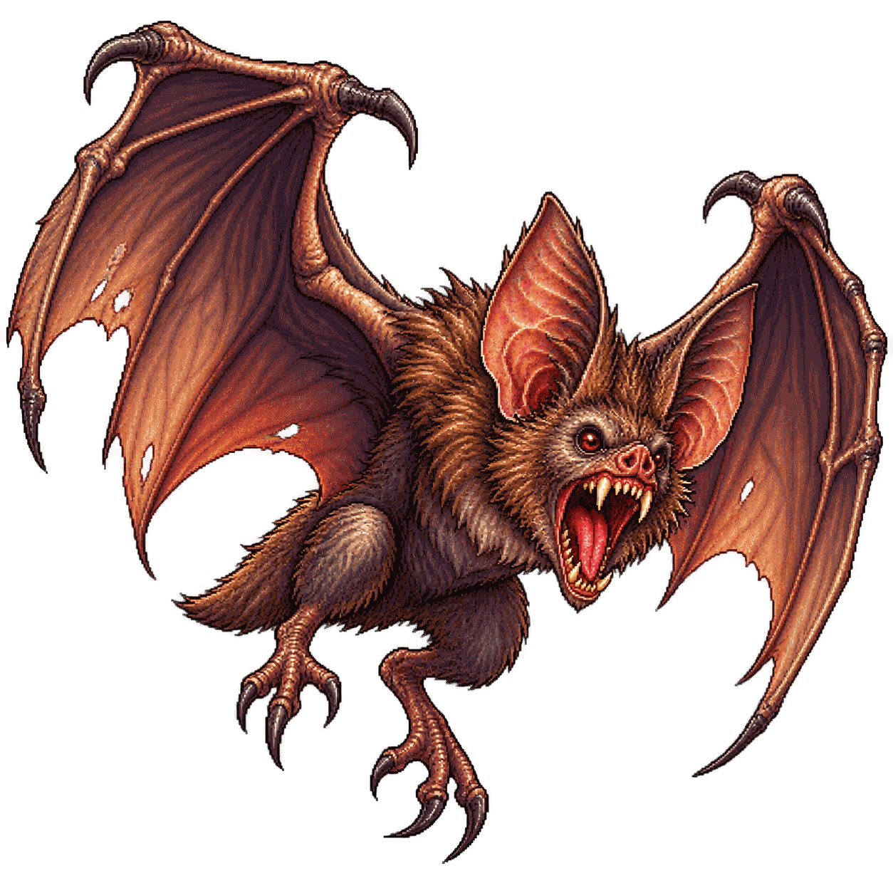 Retrato estático en pixel art de alta resolución de Murciélago gigante.