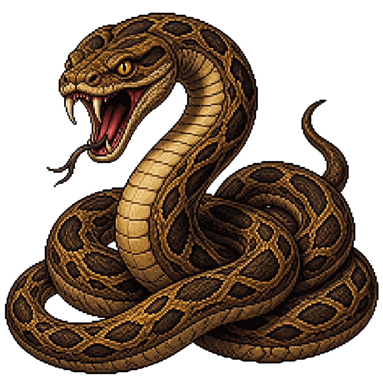 Retrato estático en pixel art de alta resolución de Serpiente constrictora gigante.