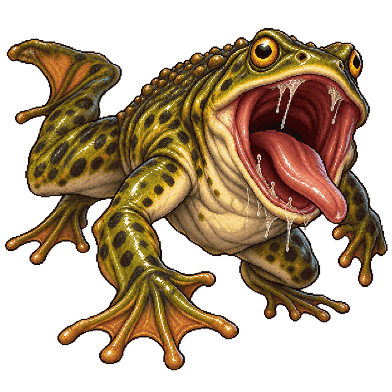 Static high-resolution pixel-art portrait of Giant Frog.