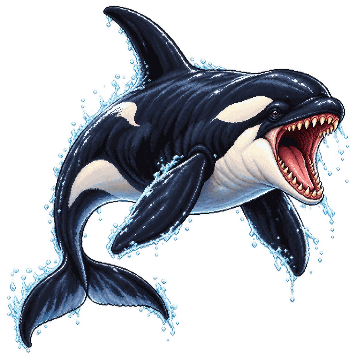 Retrato estático en pixel art de alta resolución de Orca.