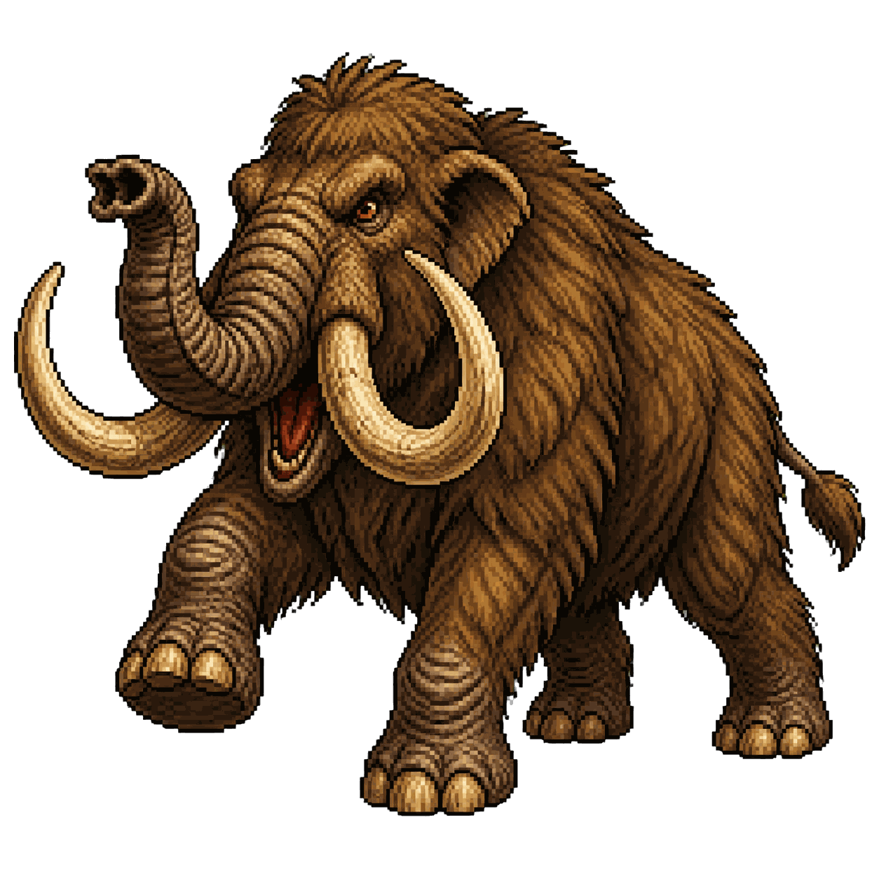 Retrato estático en pixel art de alta resolución de Mamut.