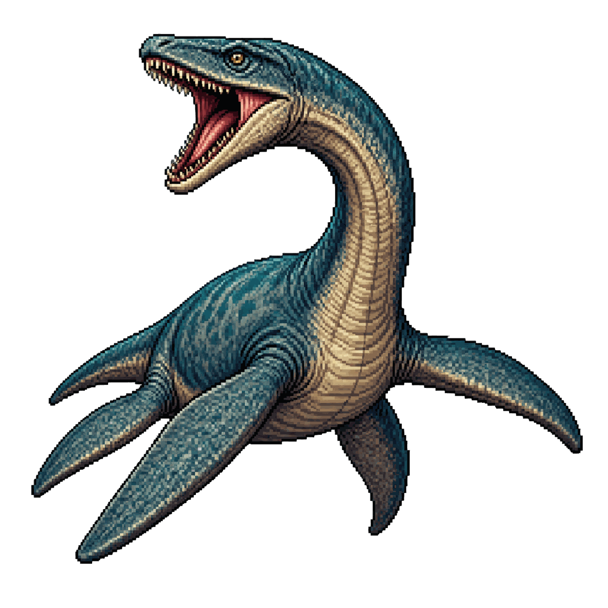 Retrato estático en pixel art de alta resolución de Plesiosaurio.
