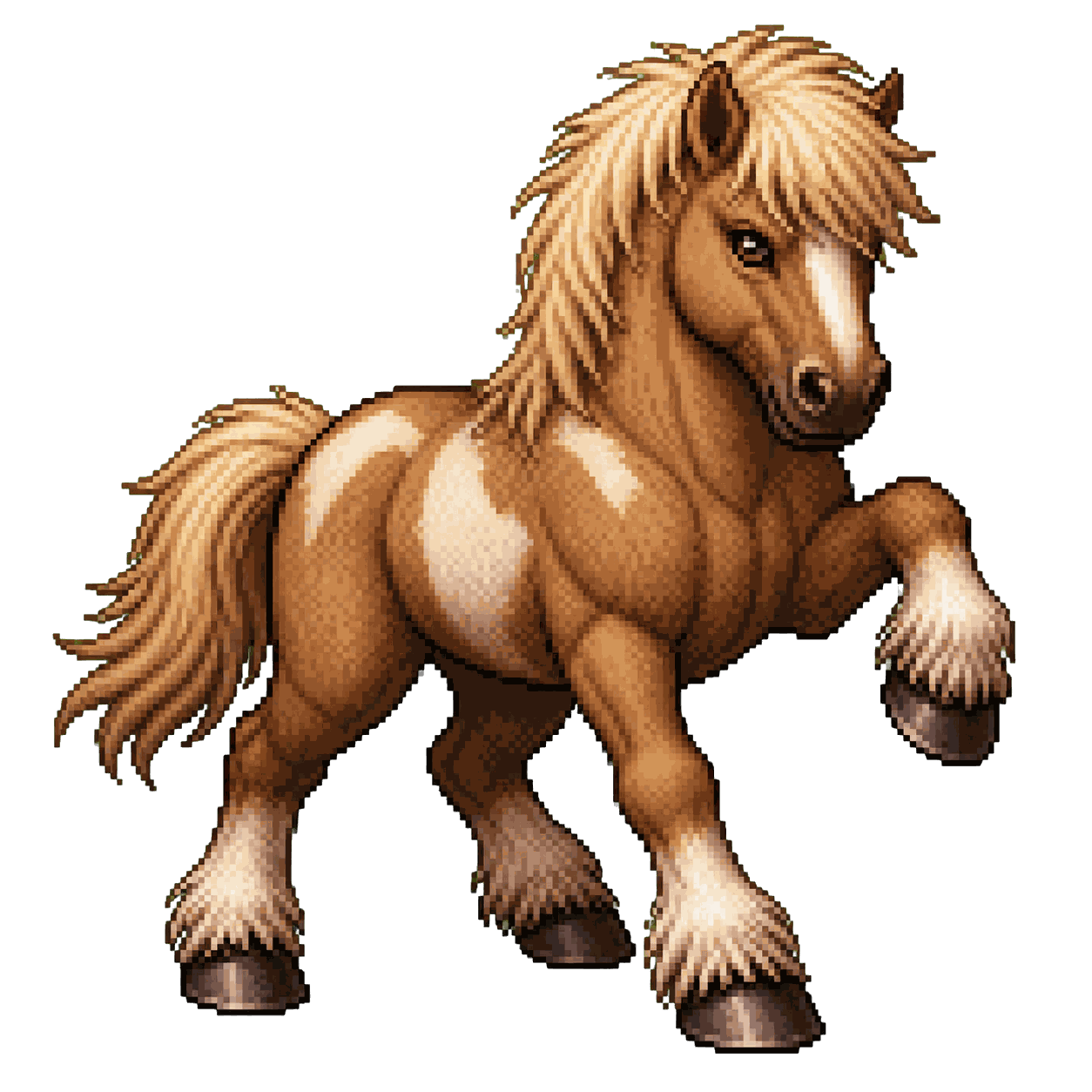 Retrato estático en pixel art de alta resolución de Poni.