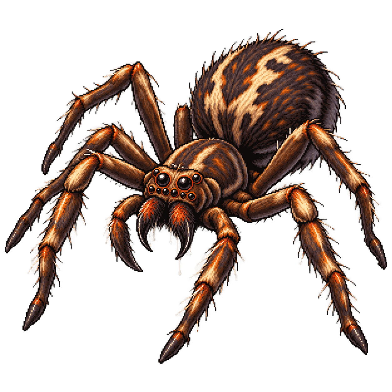 Retrato estático en pixel art de alta resolución de Araña.