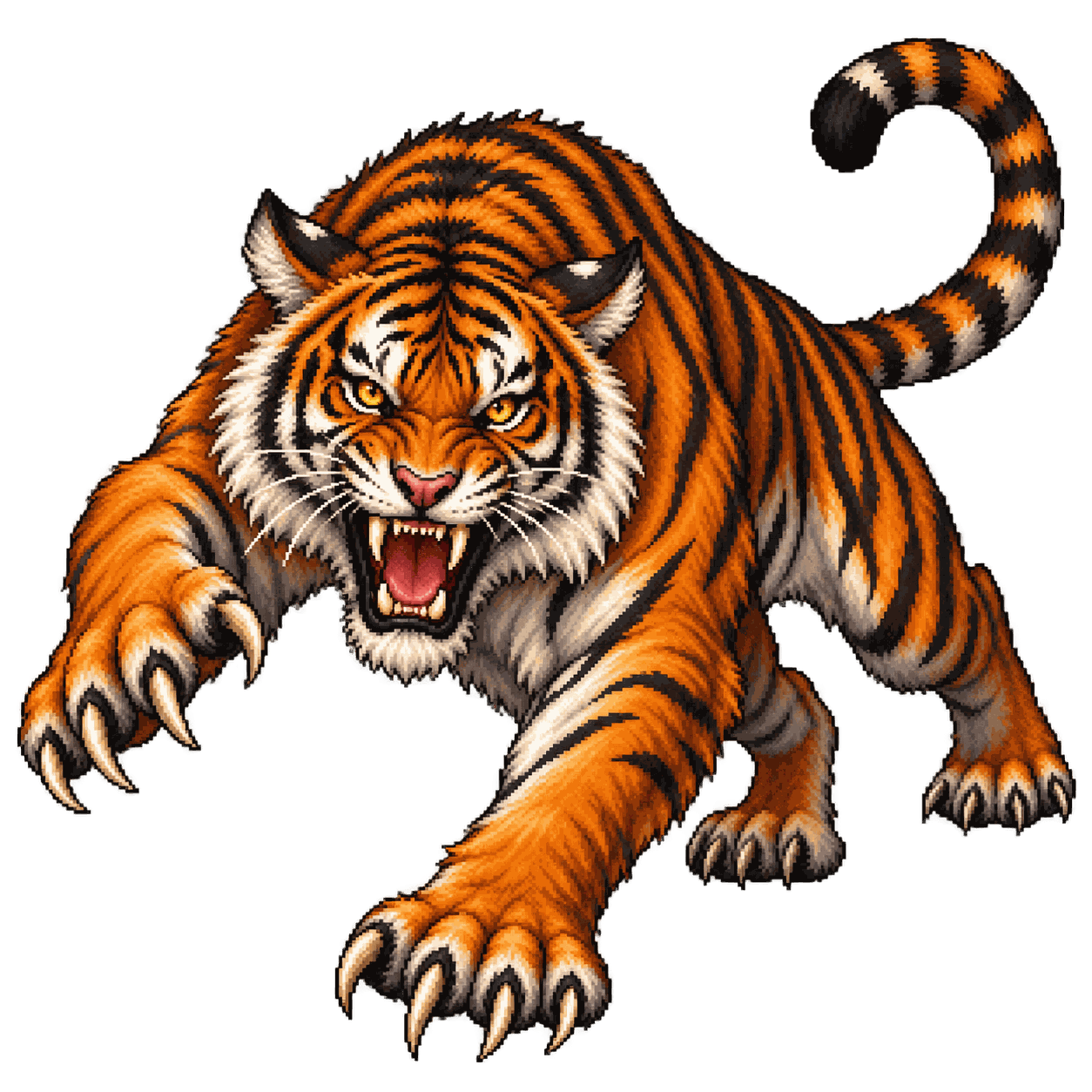 Retrato estático en pixel art de alta resolución de Tigre.