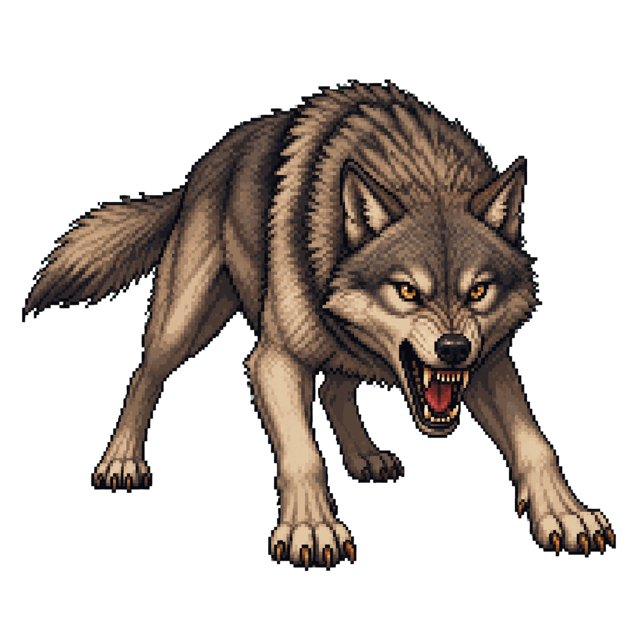Retrato estático en pixel art de alta resolución de Lobo.