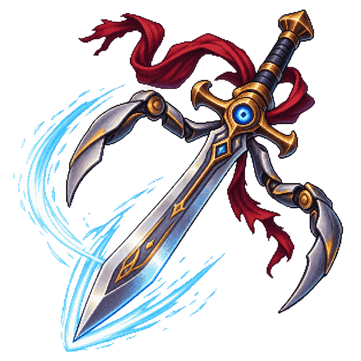 Static high-resolution pixel-art portrait of Animated Flying Sword.