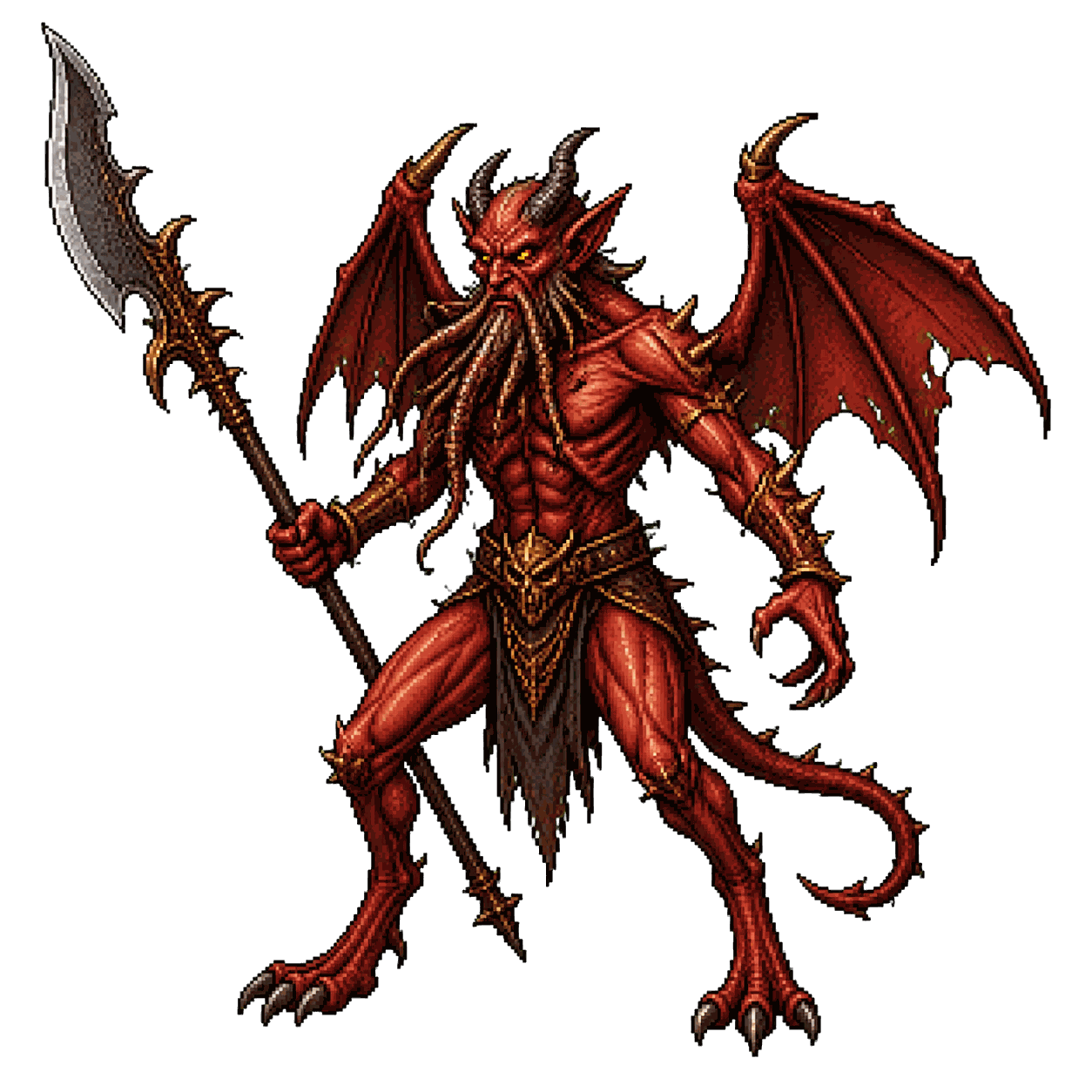Static high-resolution pixel-art portrait of Bearded Devil.