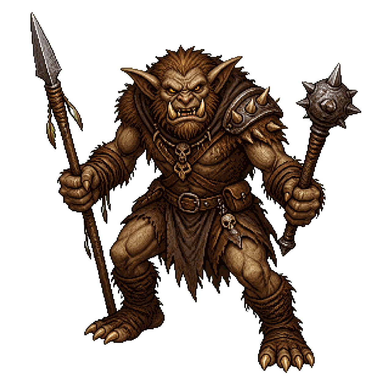 Static high-resolution pixel-art portrait of Bugbear Stalker.