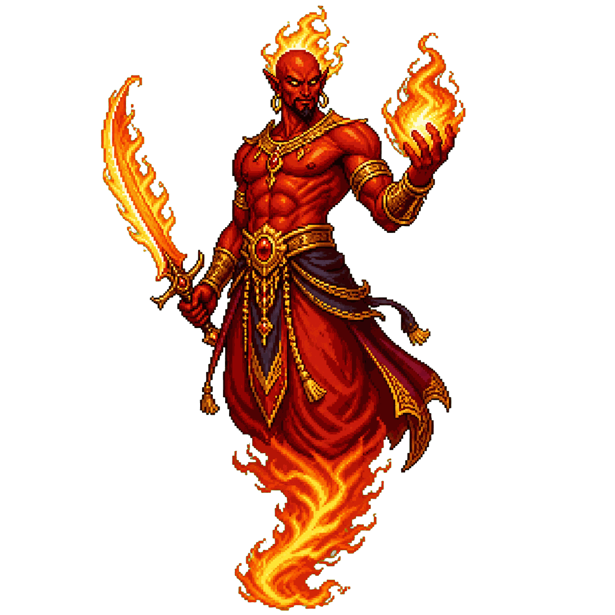 Retrato estático en pixel art de alta resolución de Ifrit.