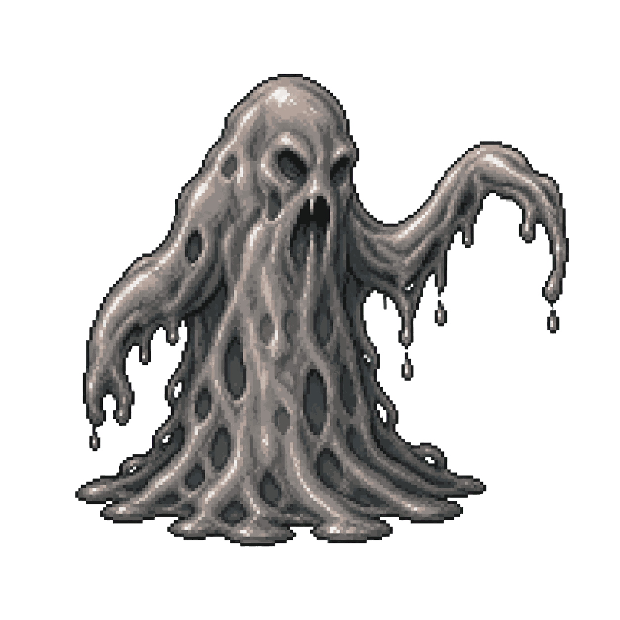 Retrato estático en pixel art de alta resolución de Cieno gris.