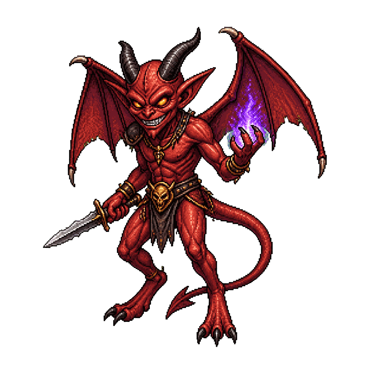 Retrato estático en pixel art de alta resolución de Diablillo.