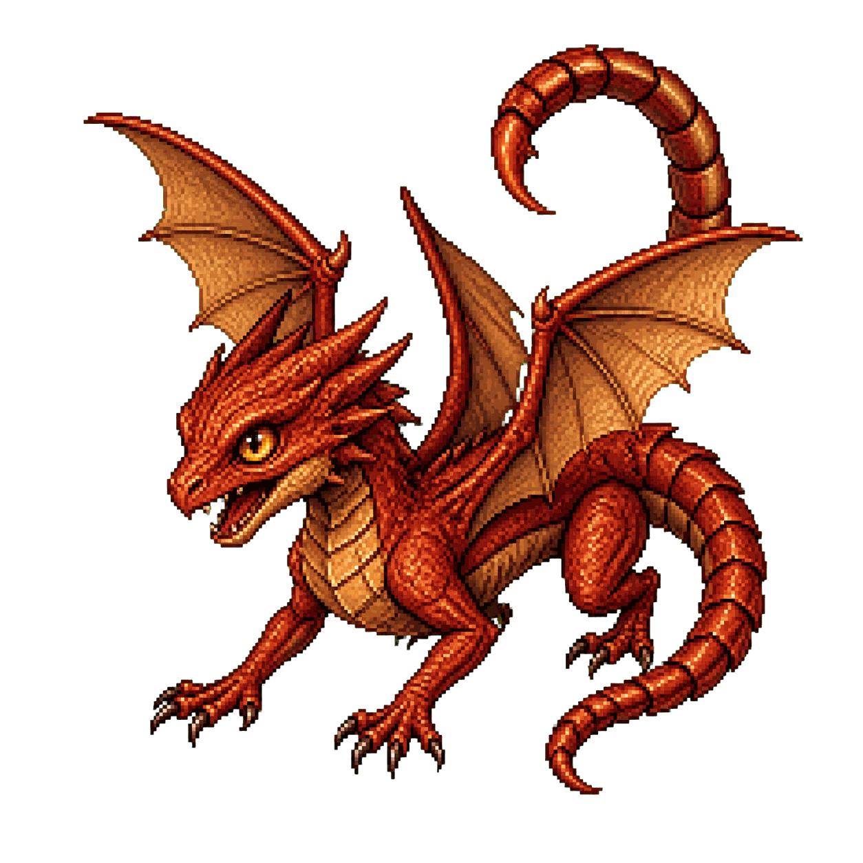Retrato estático en pixel art de alta resolución de Pseudodragón.