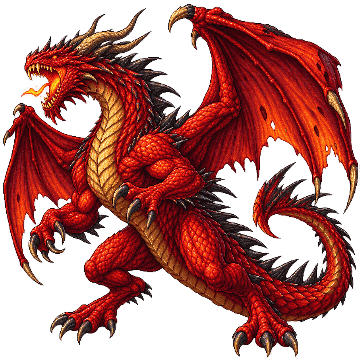 Static high-resolution pixel-art portrait of Adult Red Dragon.