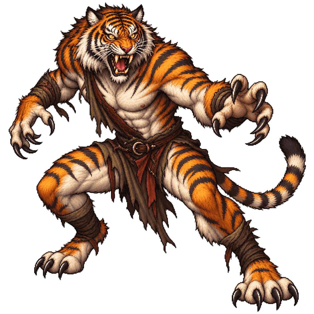 Static high-resolution pixel-art portrait of Weretiger.