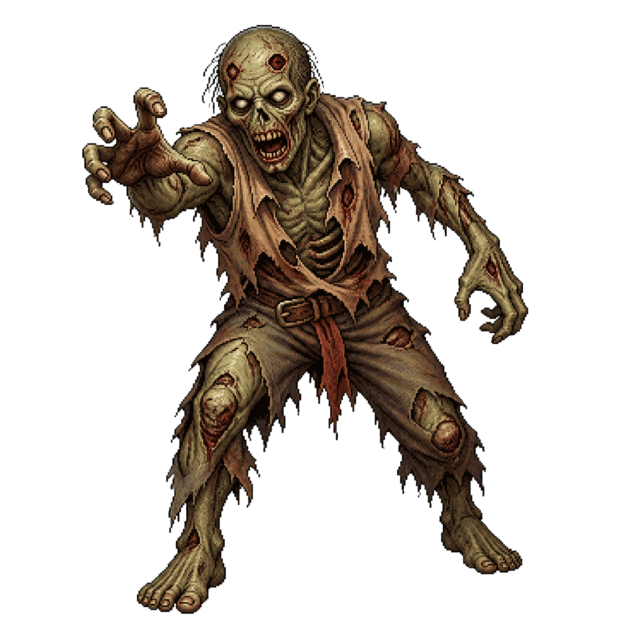 Static high-resolution pixel-art portrait of Zombie.